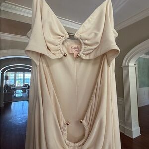 Camila Coelho Soft Cream Draped Dress with Gold Accents